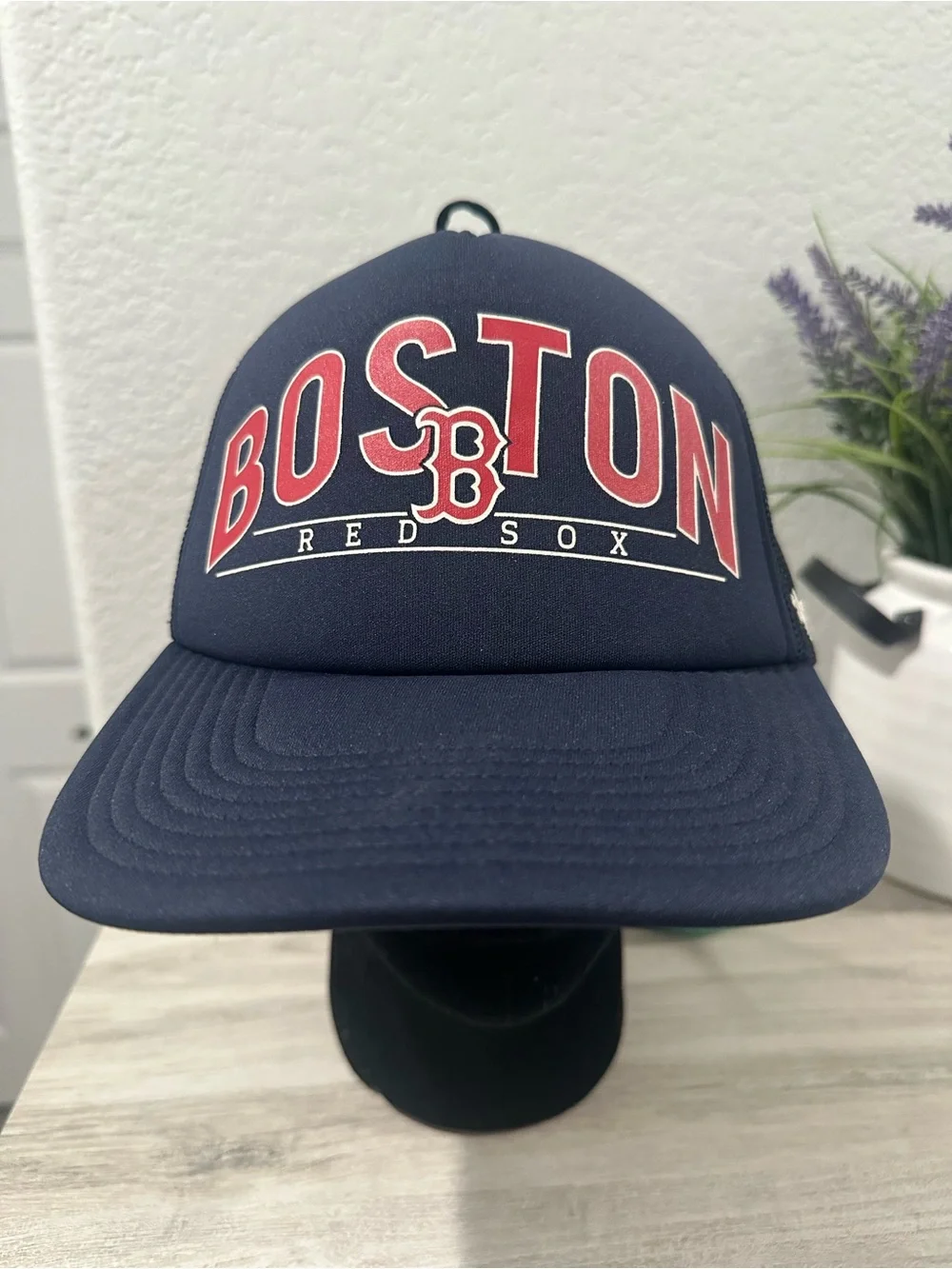 Boston Red Sox '47 Brand Navy Blue Red Blackhaul Foam Trucker Adjustable Hat Cap